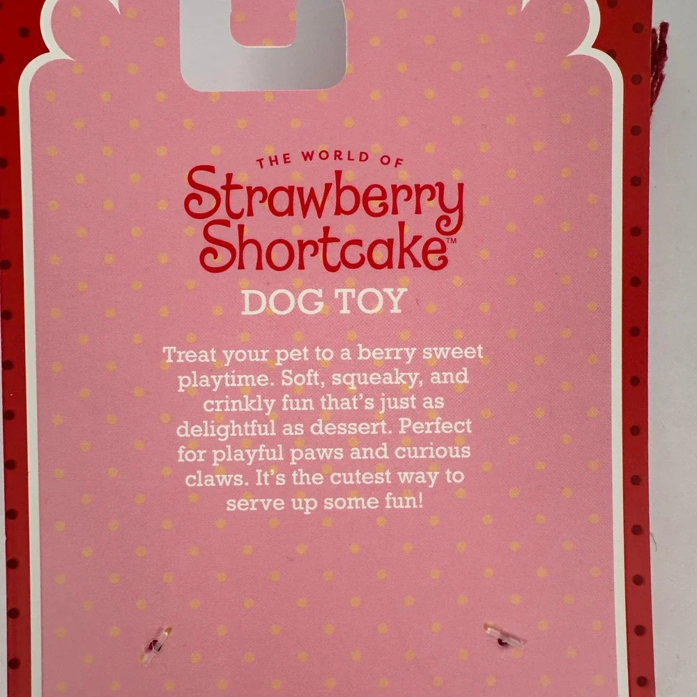 Strawberry Shortcake Dog Toy Pet Squeaky Crinkle Rope‎ Plush Red Pink New